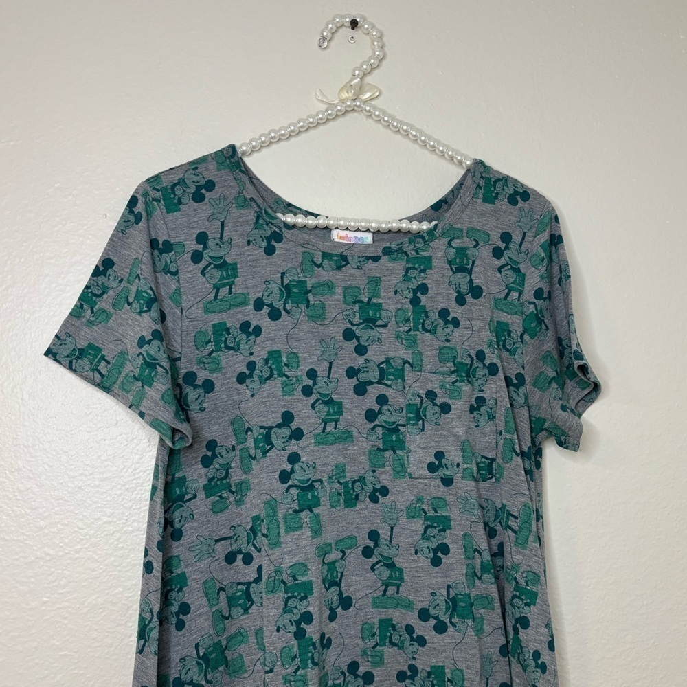 Lularoe Women Gray Vintage Disney Mickey Mouse Print Short Sleeve T-shirt Dress - Picture 7 of 8